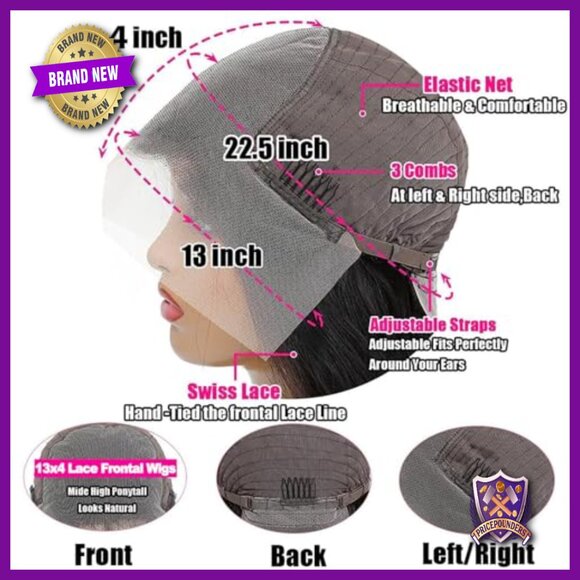 30 Inch Straight Lace Front Wig Human Hair Pre Plucked Glueless 13x4